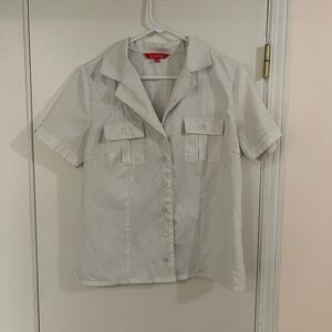 White Short Sleeve Button-Up Shirt